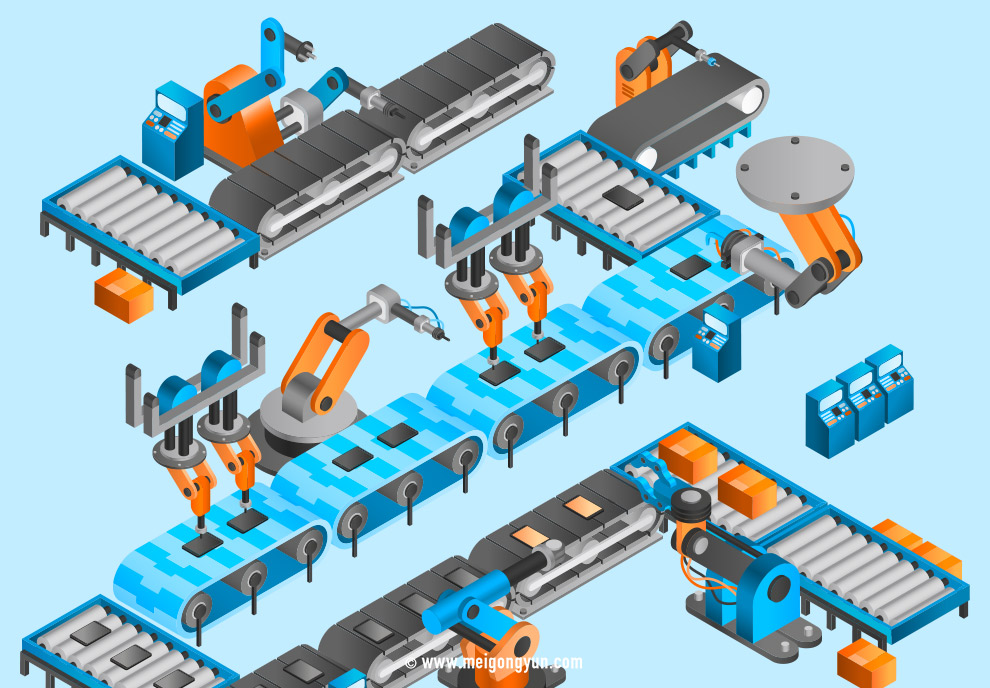 生产车间流水线矢量元素Production line