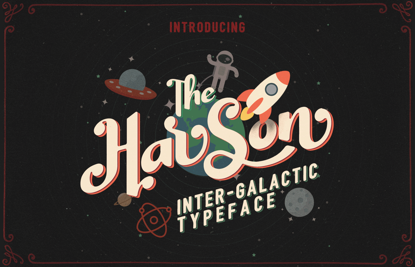 一款创意插画英文字体Harson Inter-Galacti