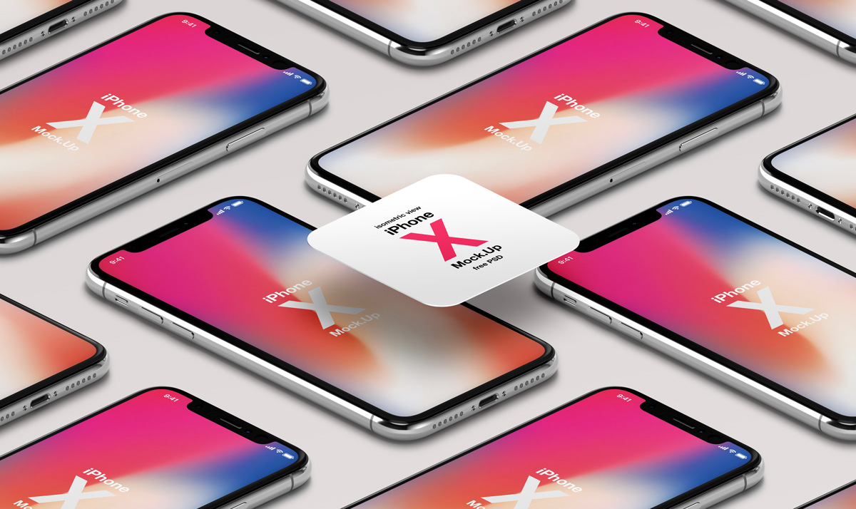 iPhone X Psd Mockup Isometric