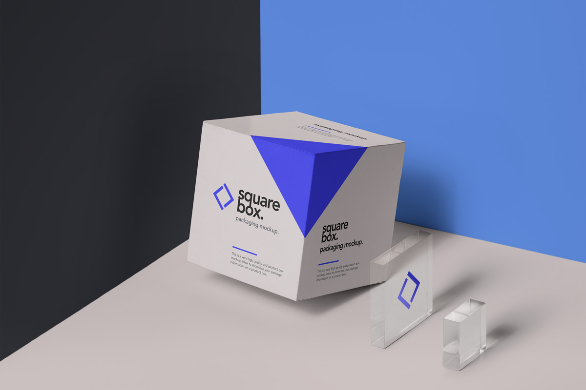 方形纸盒模型PSD贴图模板Square Psd Box Pa