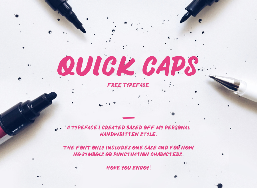 一款圆润手写风格英文字体Quick Caps Free Ty