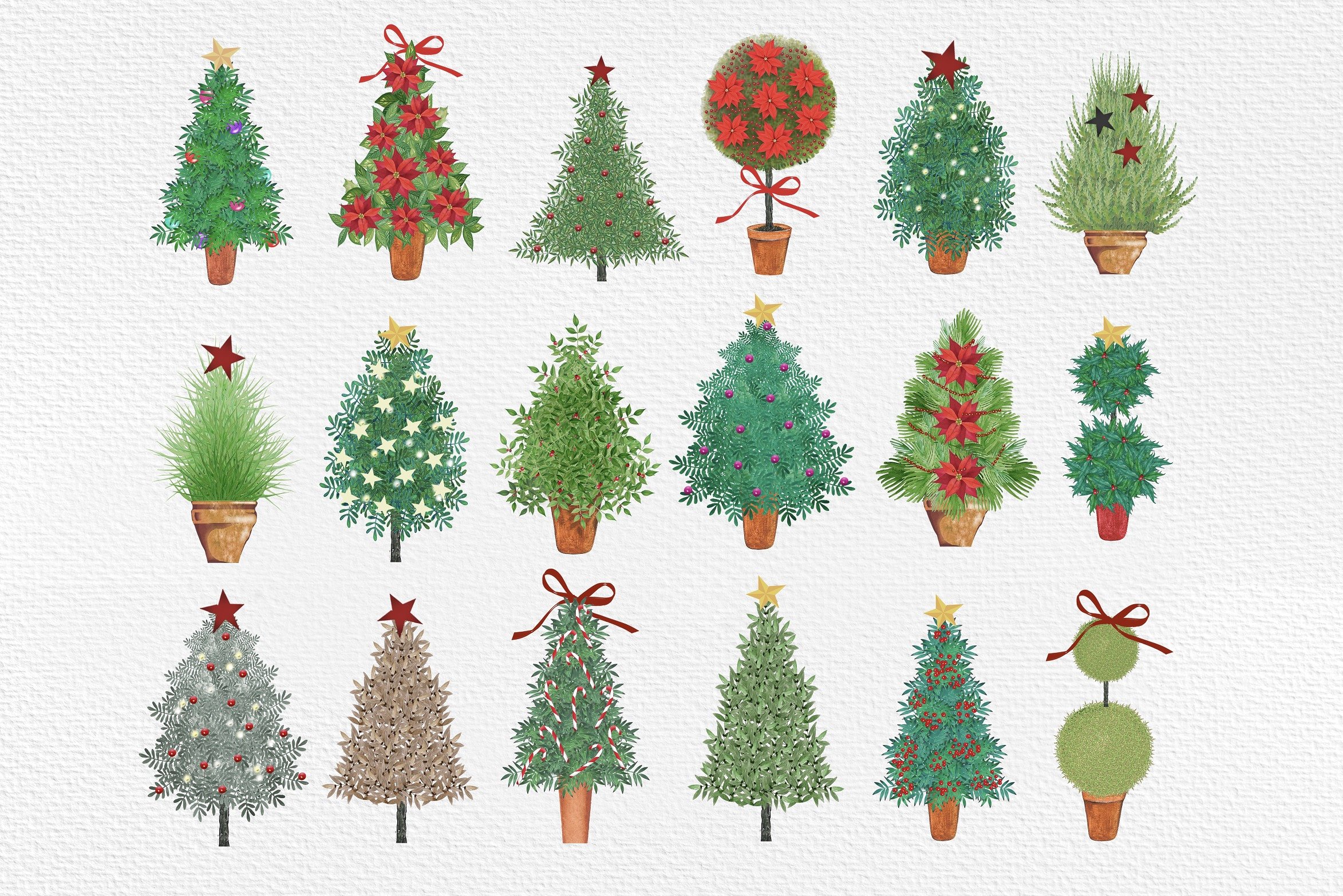 彩绘圣诞树的高清免扣PNG素材 Christmas Tree