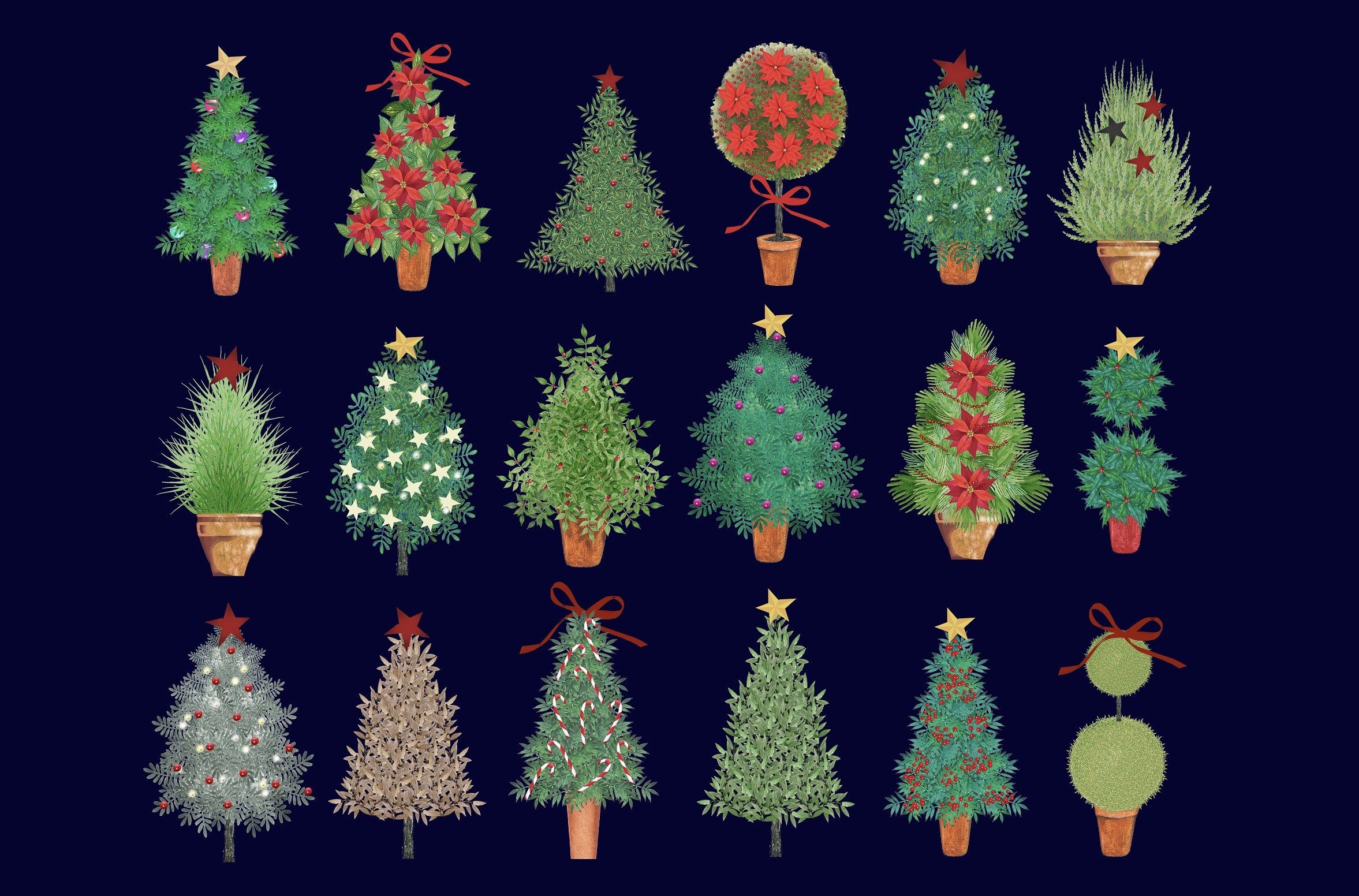彩绘圣诞树的高清免扣PNG素材 Christmas Tree