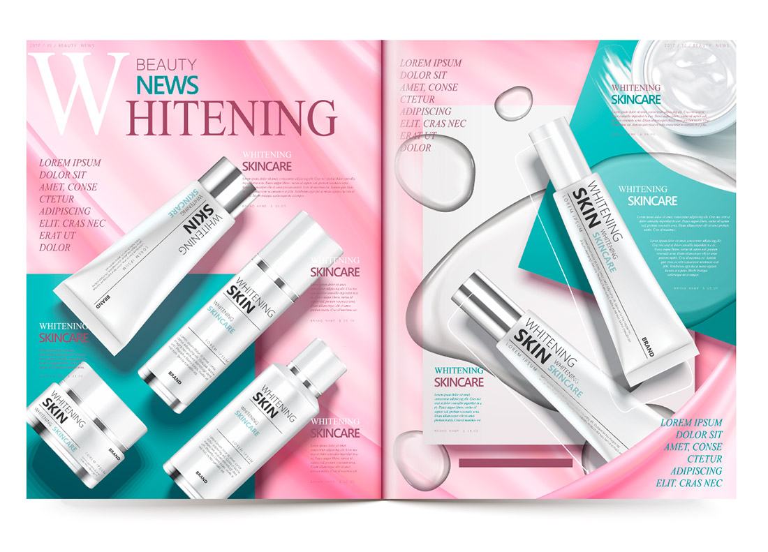 Beauty news whitening 化妆品画册设计【