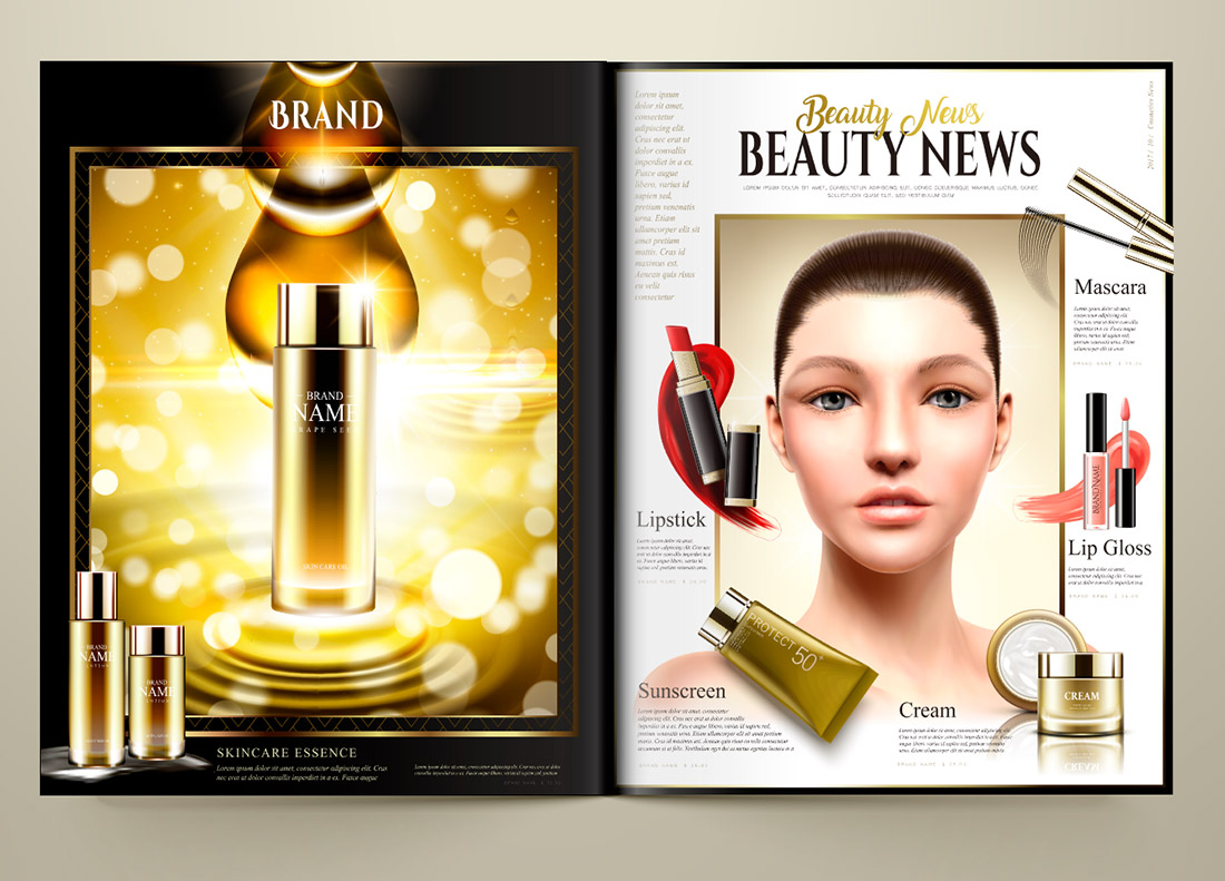 Beauty news 化妆品画册设计【韩国高端】矢量模板