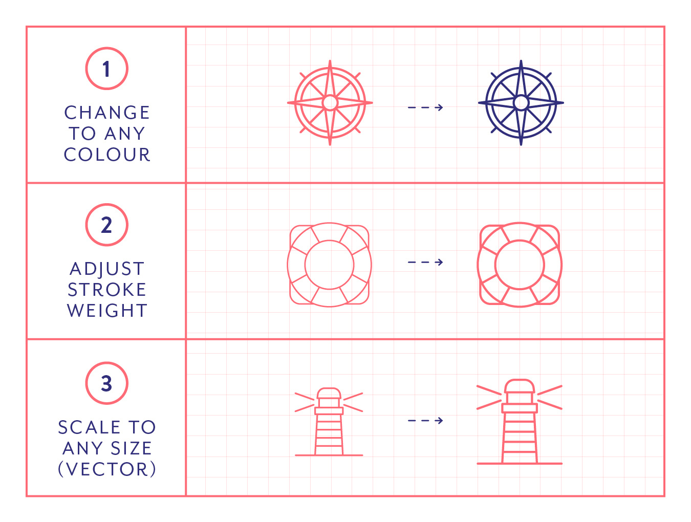 40 个航海线稿矢量AI图标 Nautical Icons