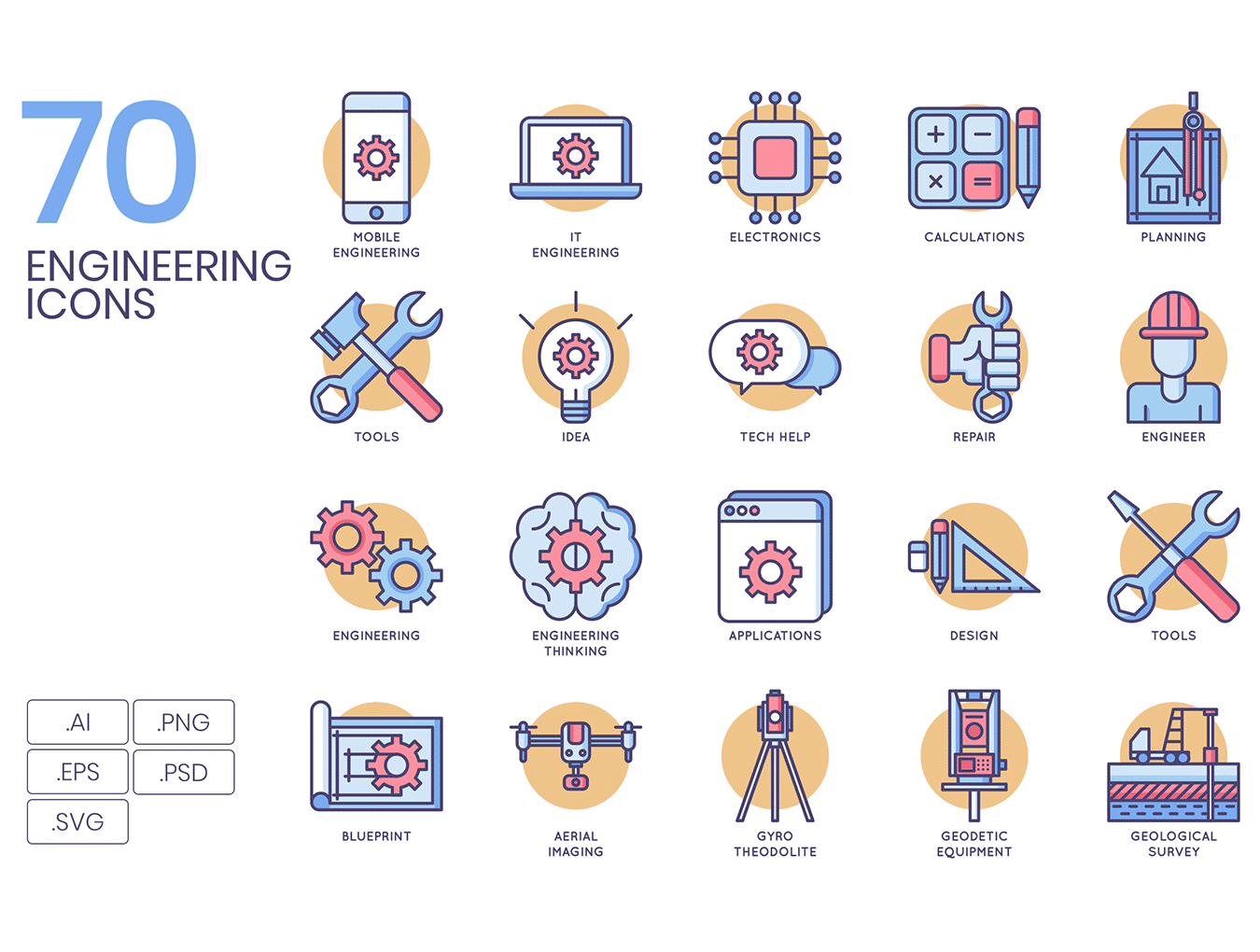 深度定制的工程相关的矢量图标素材 70 Engineerin