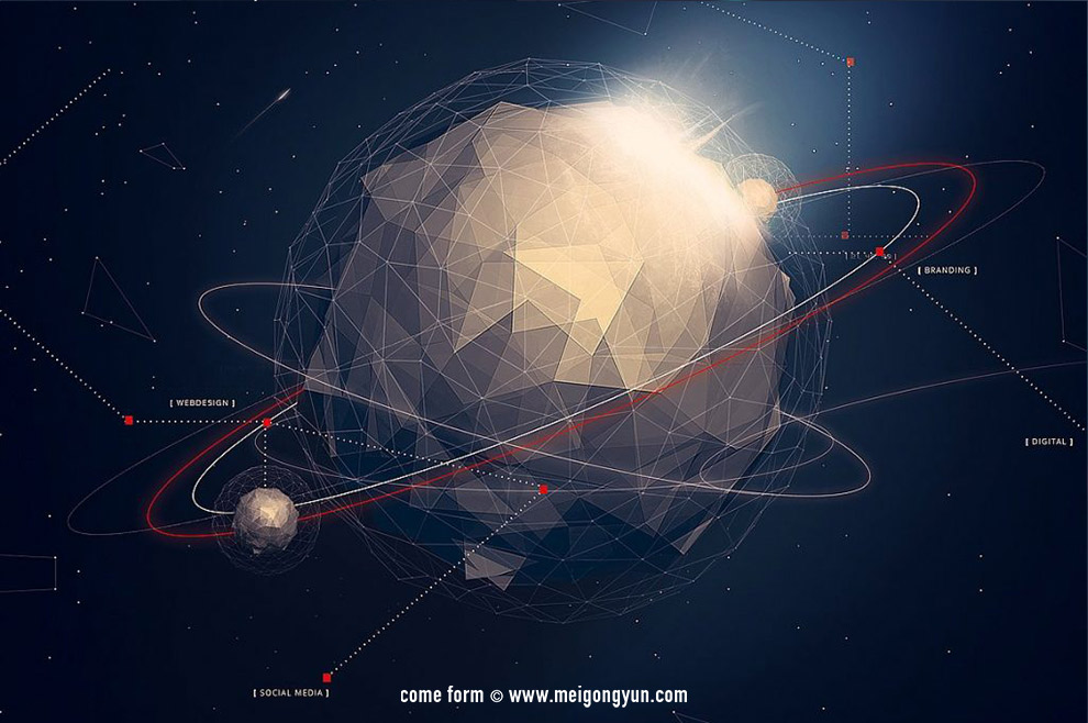 多边形星球海报模板 Polygon Planet Poste