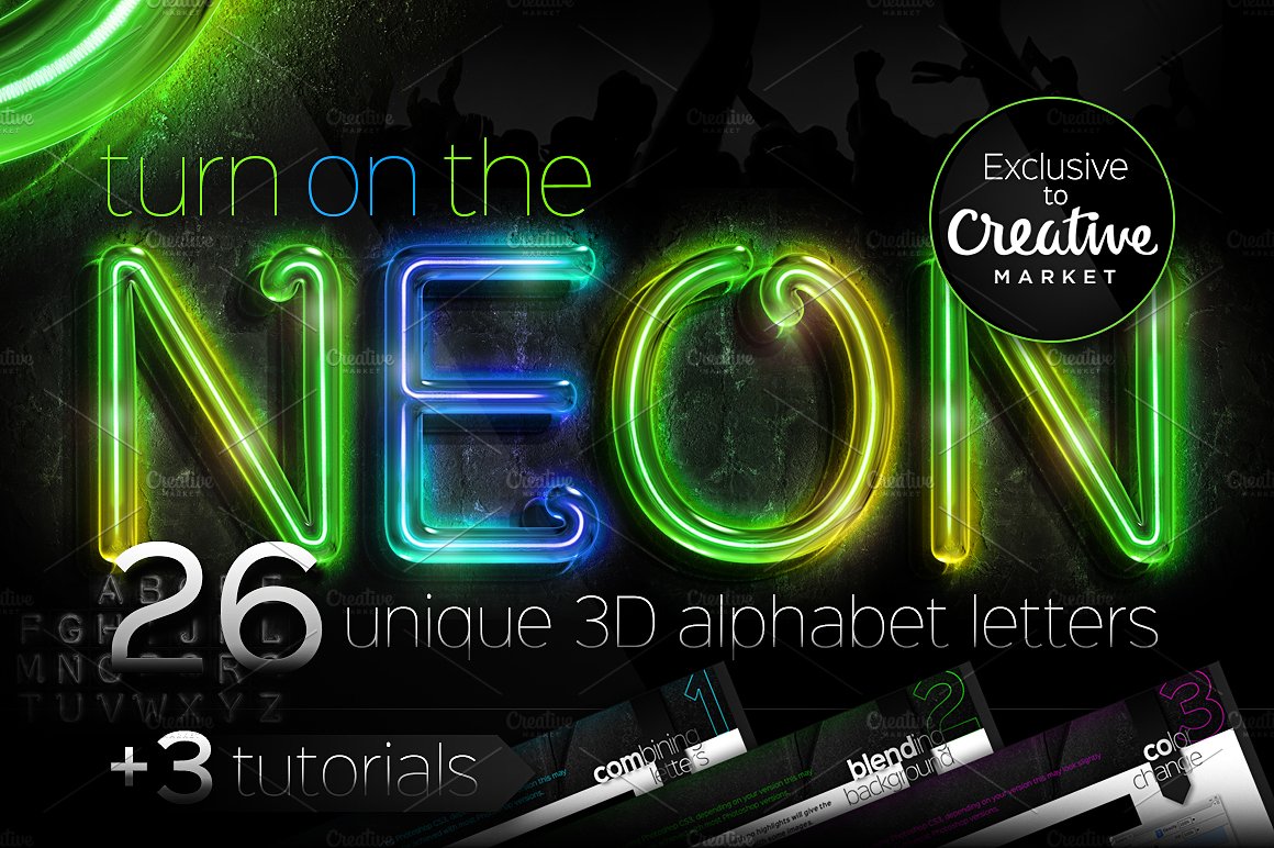 霓虹灯3D字体特效 26 Realistic Neon Al