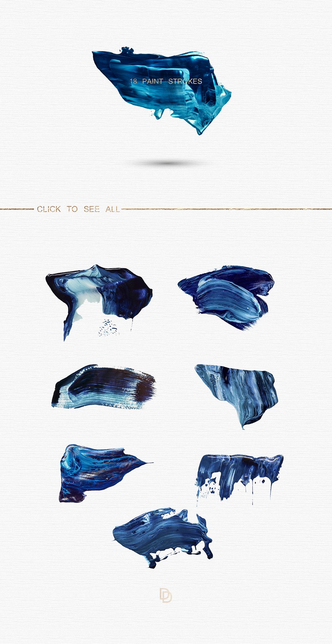 高端蓝色大理石元素 抽象艺术海报模版Blue Marbled