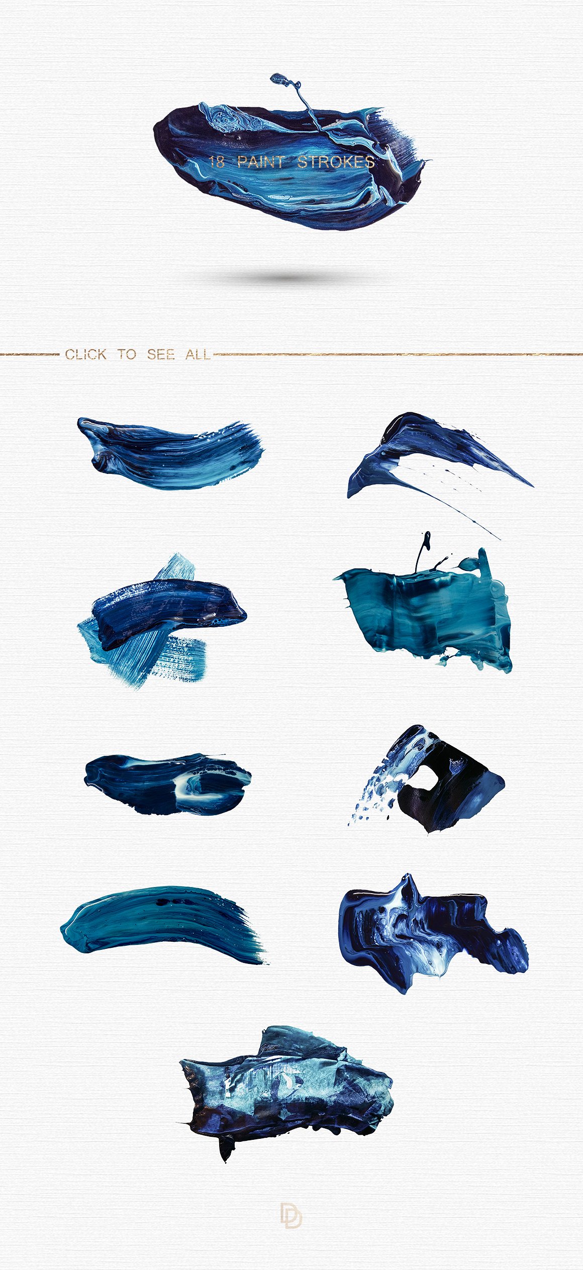 高端蓝色大理石元素 抽象艺术海报模版Blue Marbled