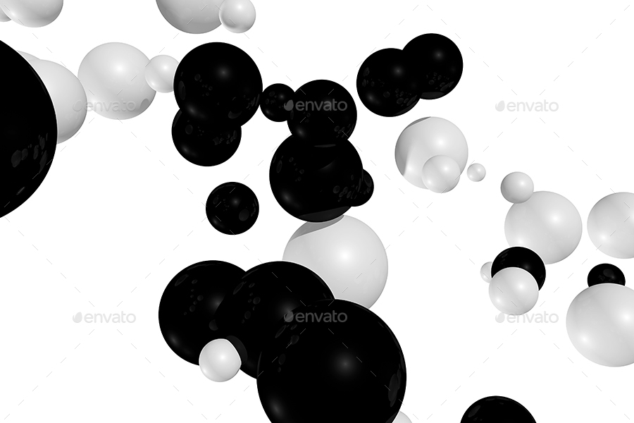3D高质量黑白圆球高清背景素材 Black and Whit