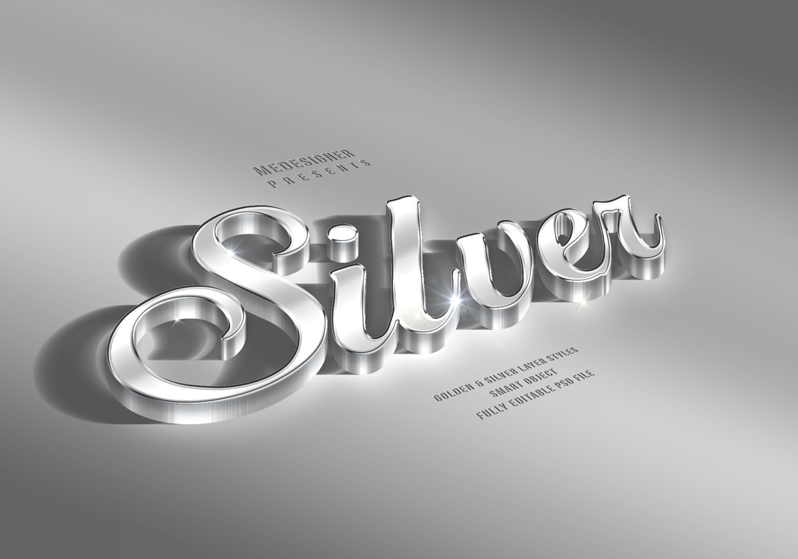 3D黄金和白银质感字体设计PSD模版 3D Golden &