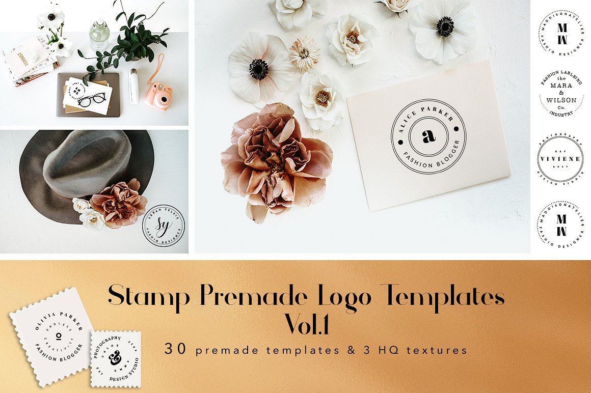 邮票微章LOGO模版素材 Stamp Premade Log