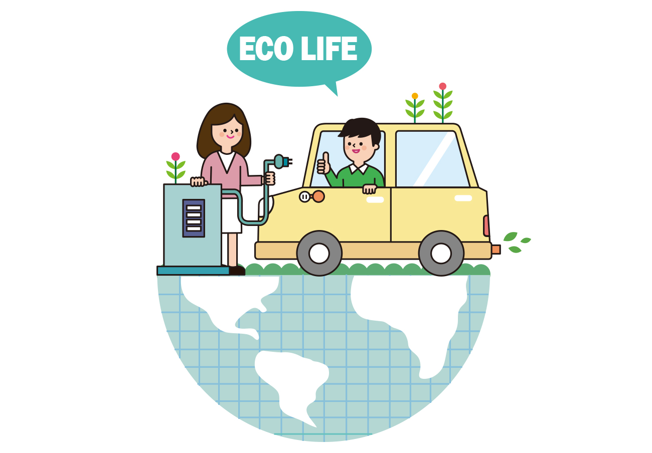 ECO LIFE 绿色有机生态AI矢量插图素材 ti123a