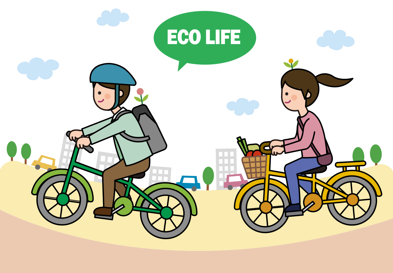 ECO LIFE 绿色有机生态AI矢量插图素材 ti123a