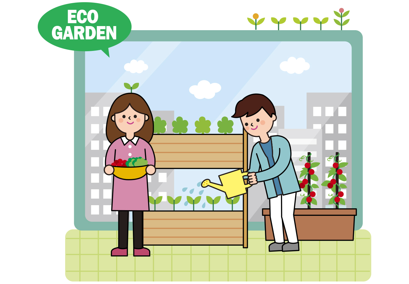 ECO GARDEN 绿色有机生态花园AI矢量插图素材 ti