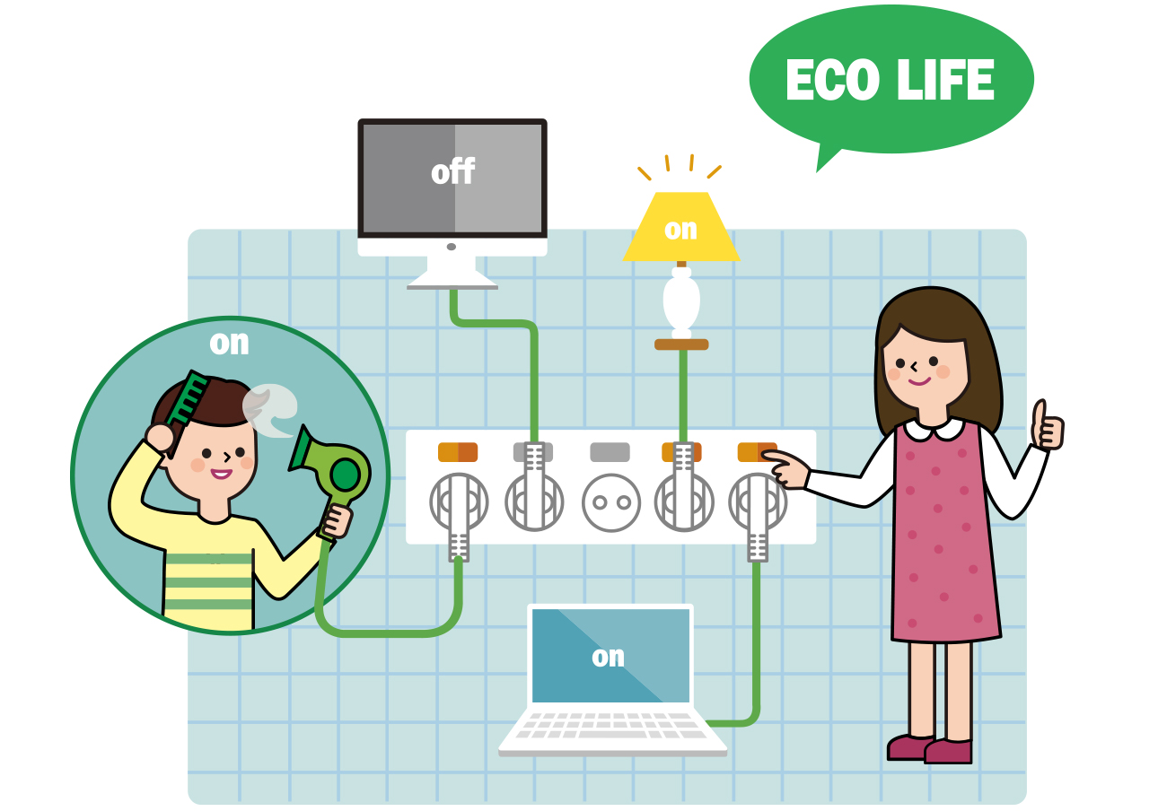 ECO LIFE 绿色有机生态节约用电宣传插图AI矢量素材