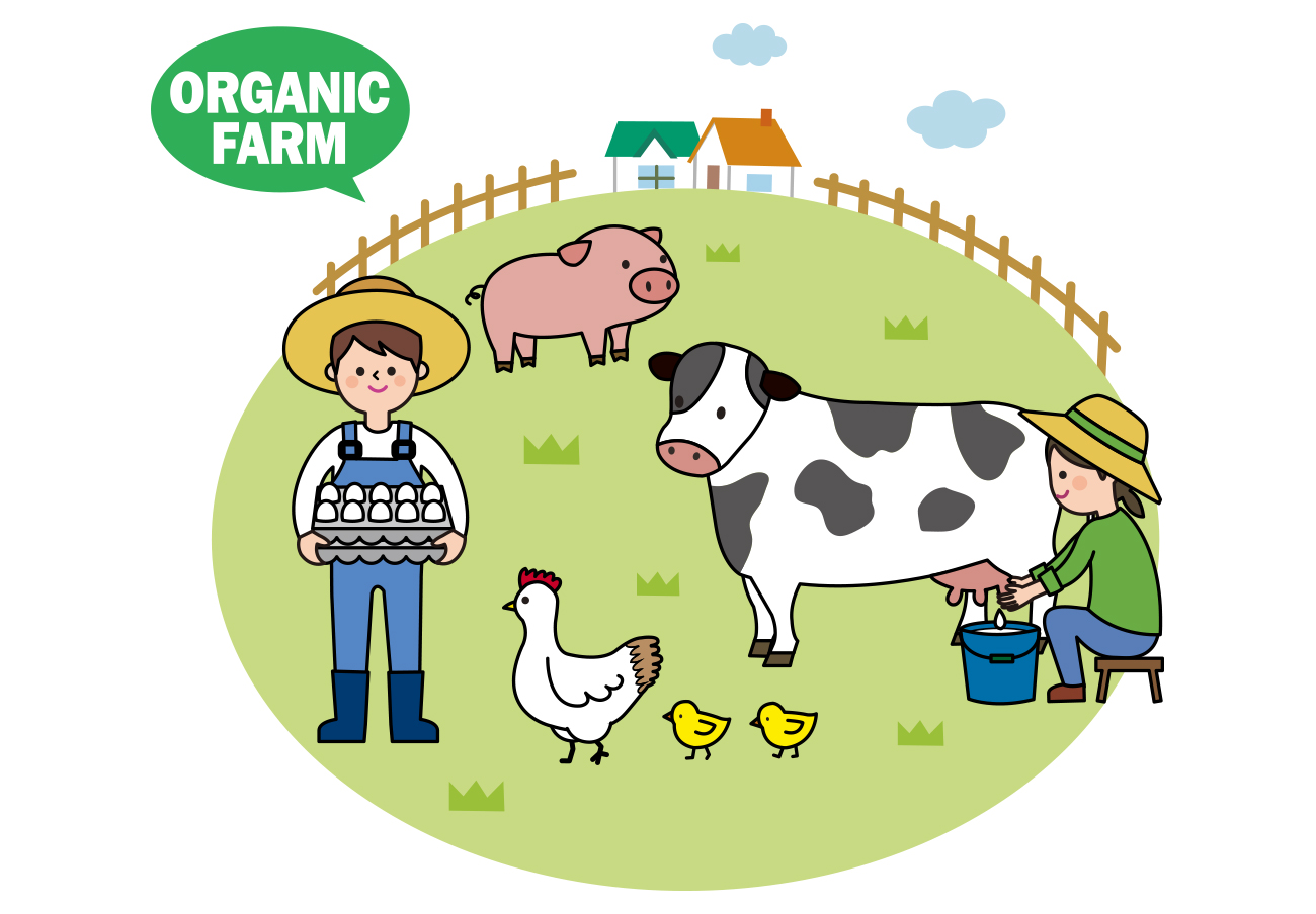 Organic Farm 绿色有机牧场生态宣传AI矢量插图素