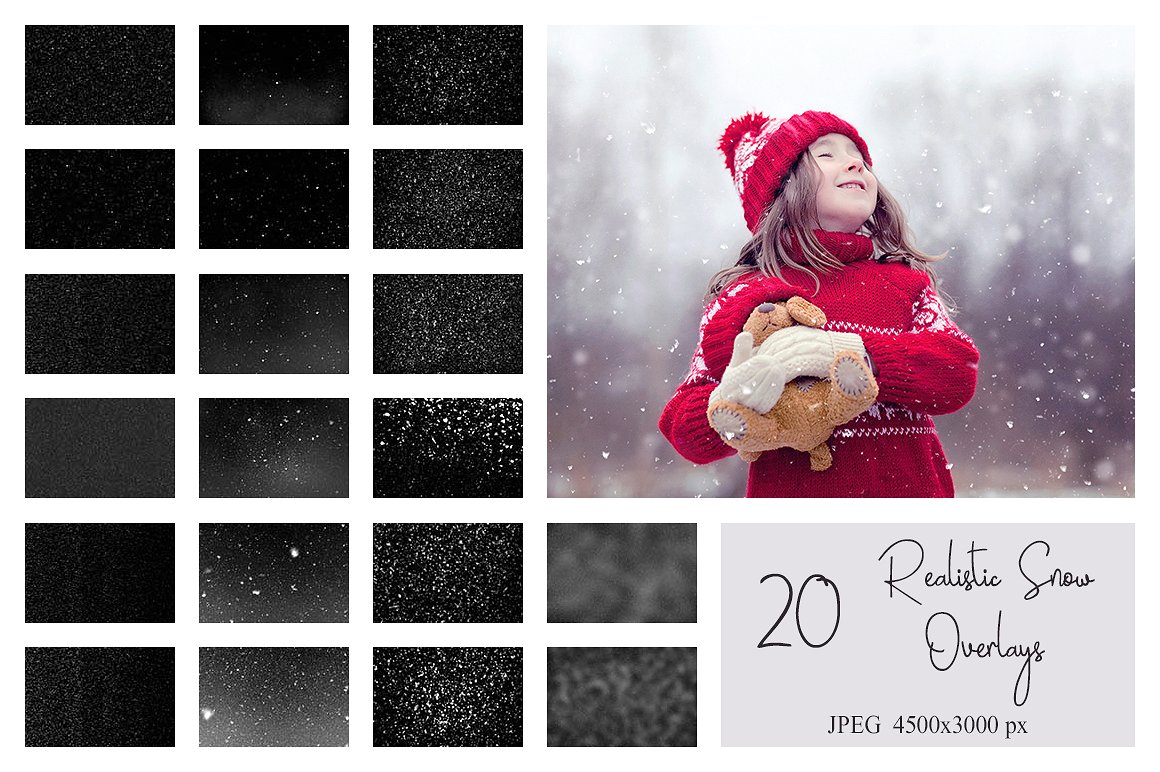 PS动作+图层叠加焦外曝光雪花效果背景光斑图片调色叠加合辑