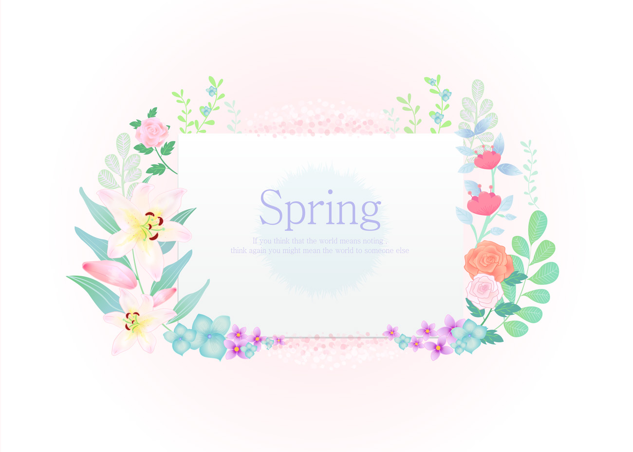 Spring 韩国春天的花朵清新的AI矢量高清背景素材 ti