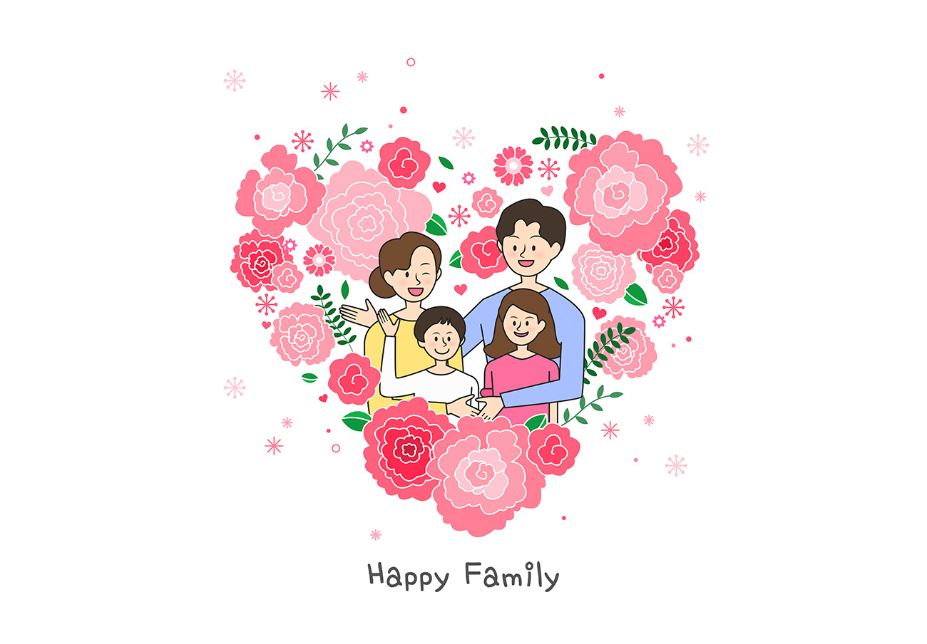 Happy Family 幸福家庭合照AI矢量插画素材 cm