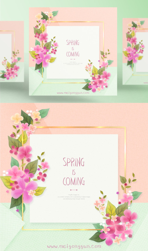 Spring is coming 美丽的春季信封卡片正方形花