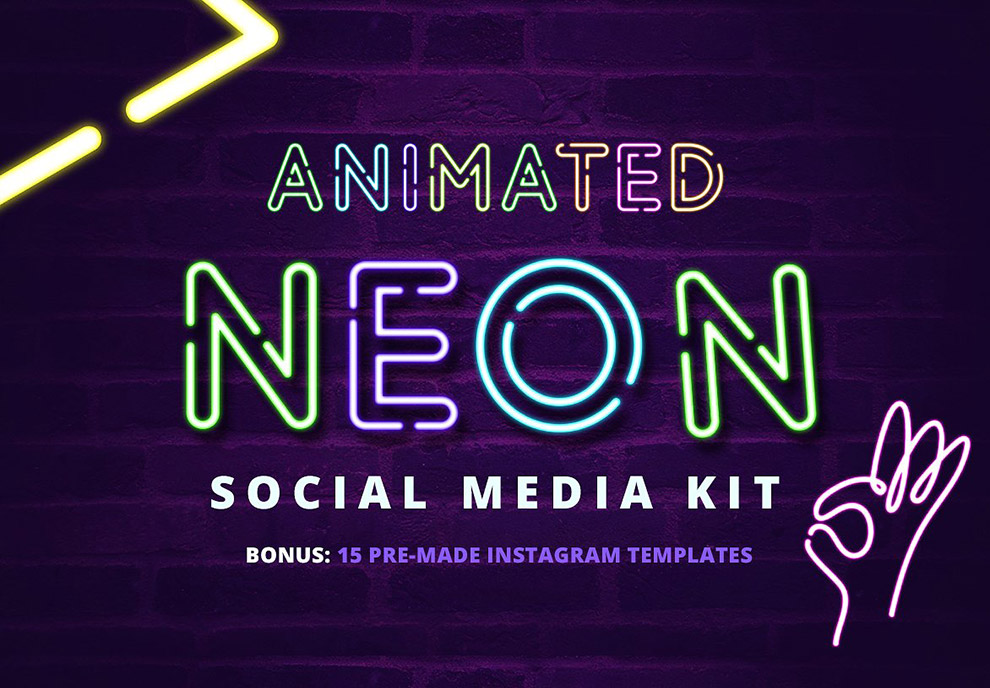 华丽绚丽的霓虹灯社交媒体套件Neon Social Medi