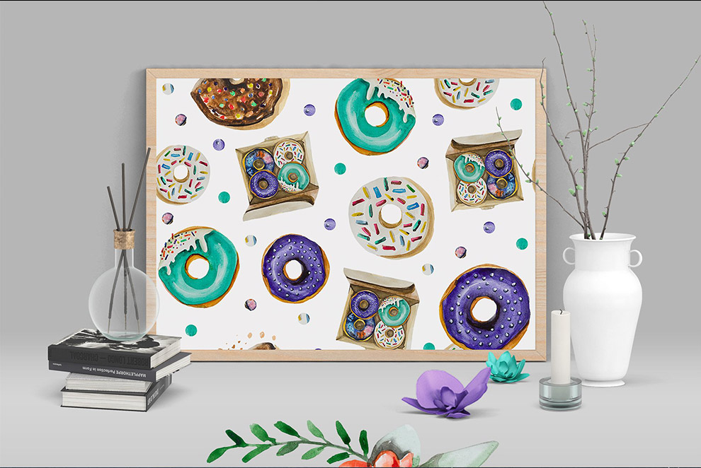 手绘水彩插画风格甜点素材元素Dessert material