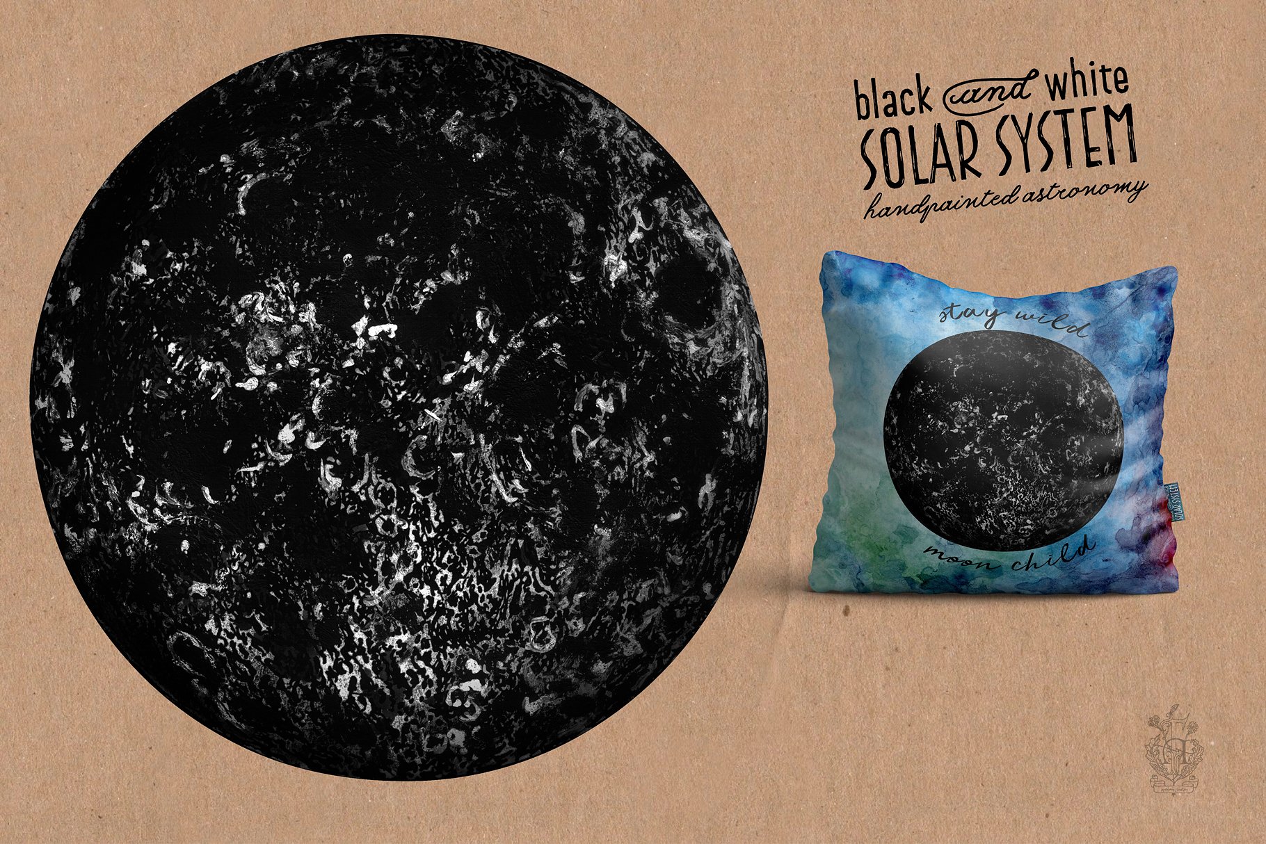 带水粉和油墨的太阳系PNG免扣素材包 Solar Syste