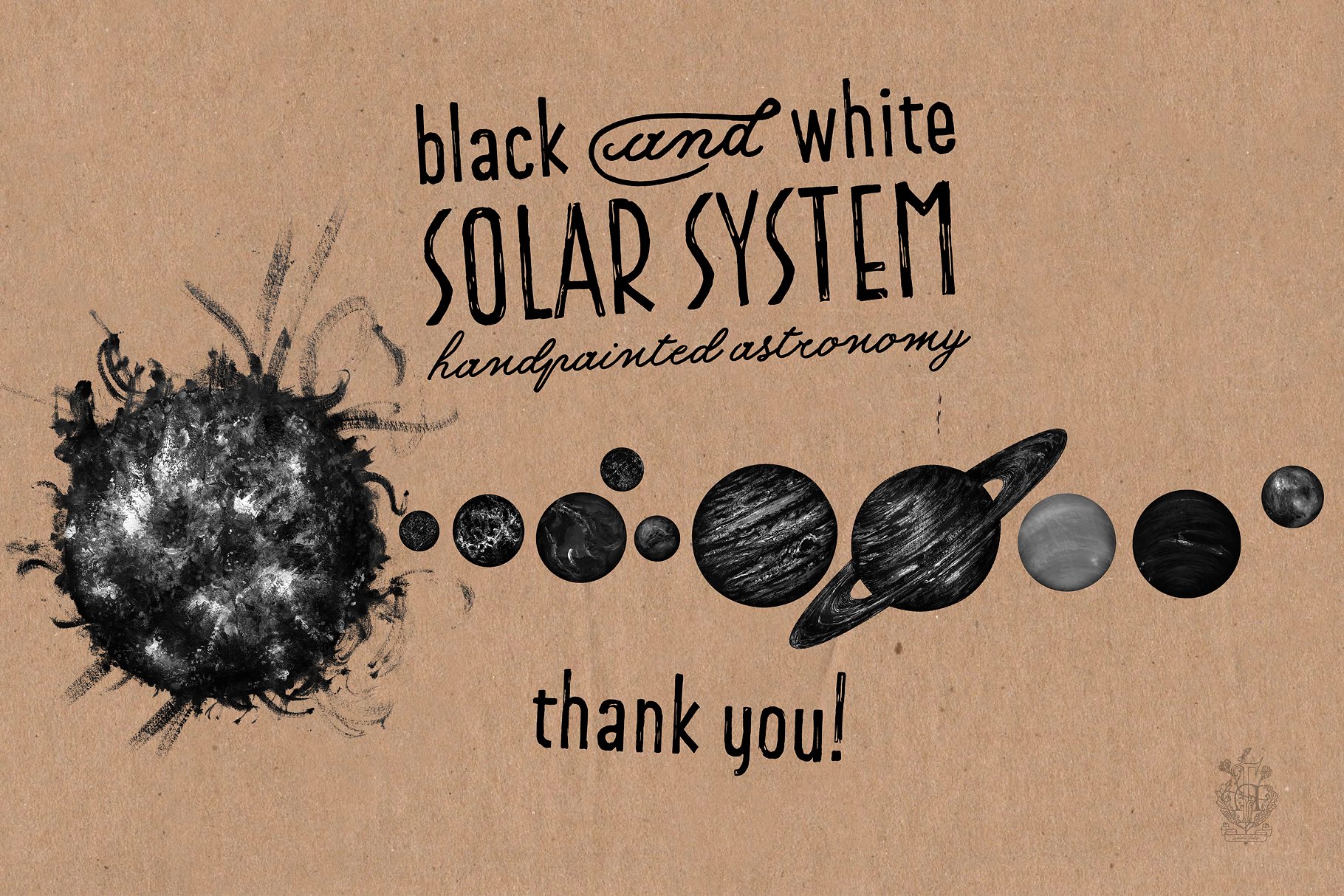 带水粉和油墨的太阳系PNG免扣素材包 Solar Syste