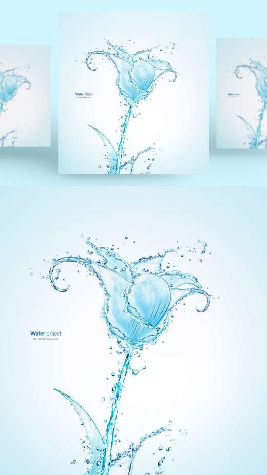 水元素鲜花形状PSD分层元素Water element PS