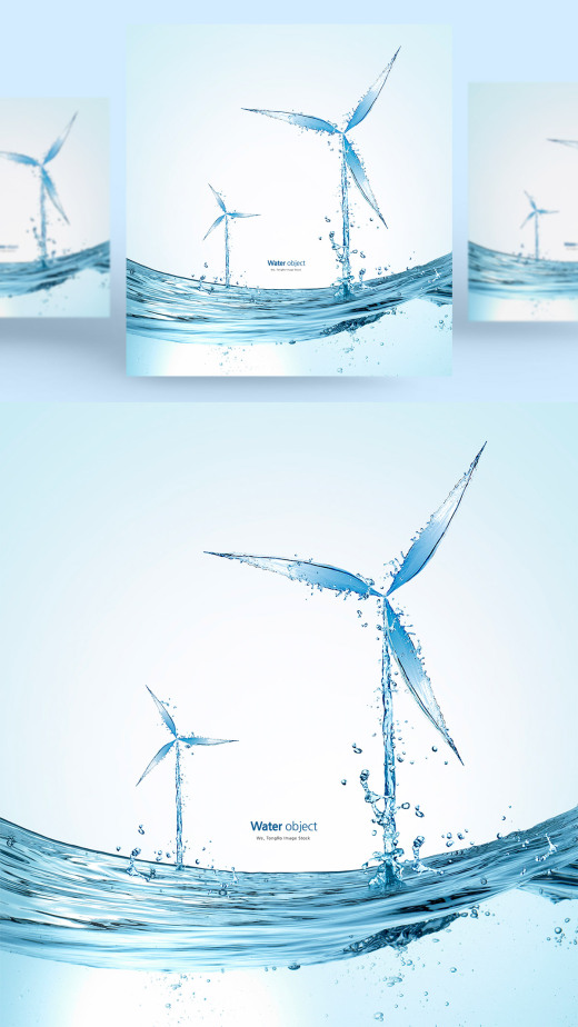 水元素风车形状PSD分层元素Water element PS
