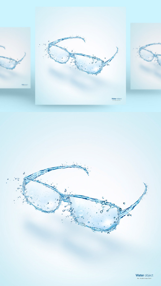 水元素眼镜形状PSD分层元素Water element PS