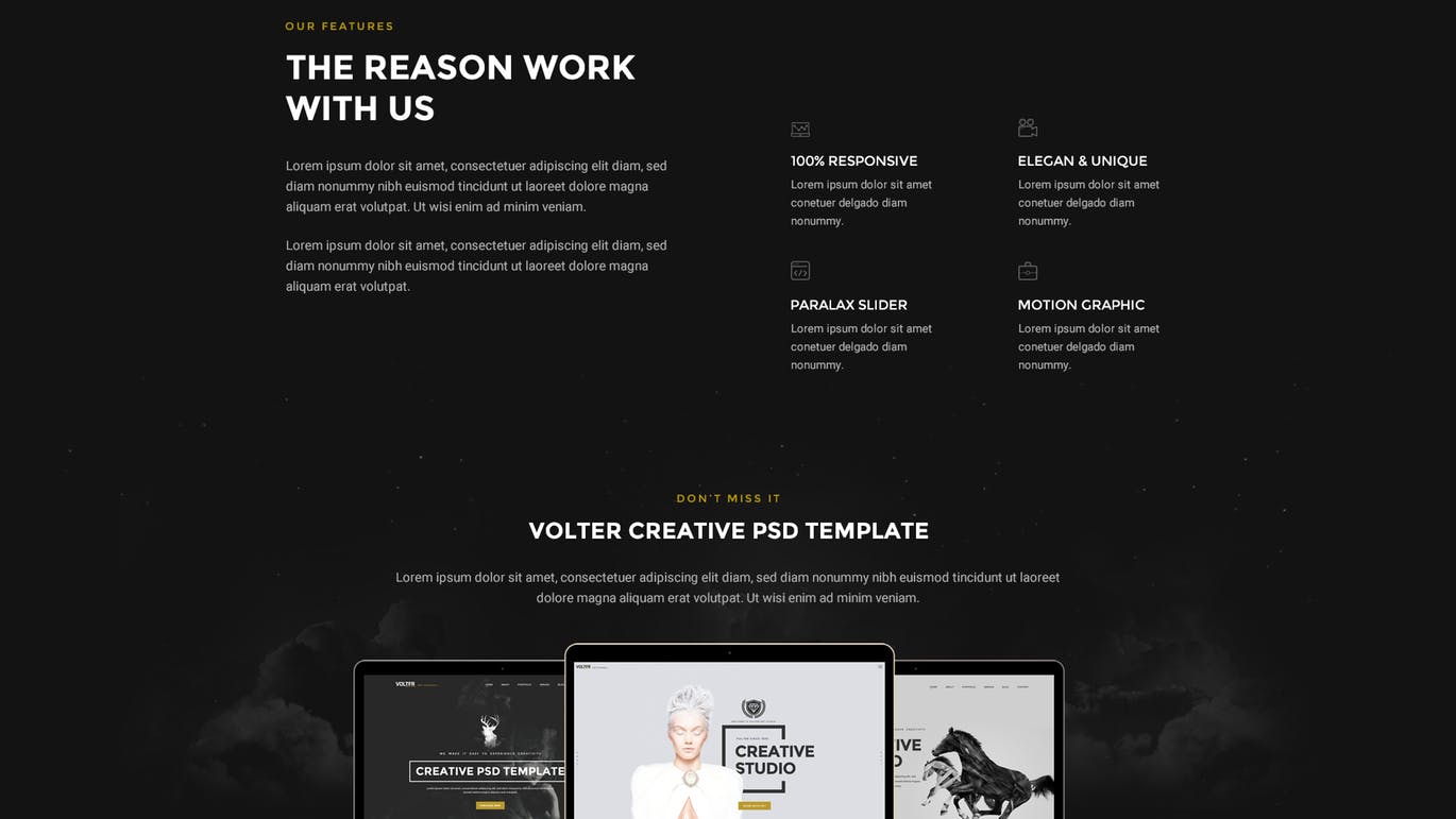 高端时尚创意网站设计模板Elements-Volter-Cr