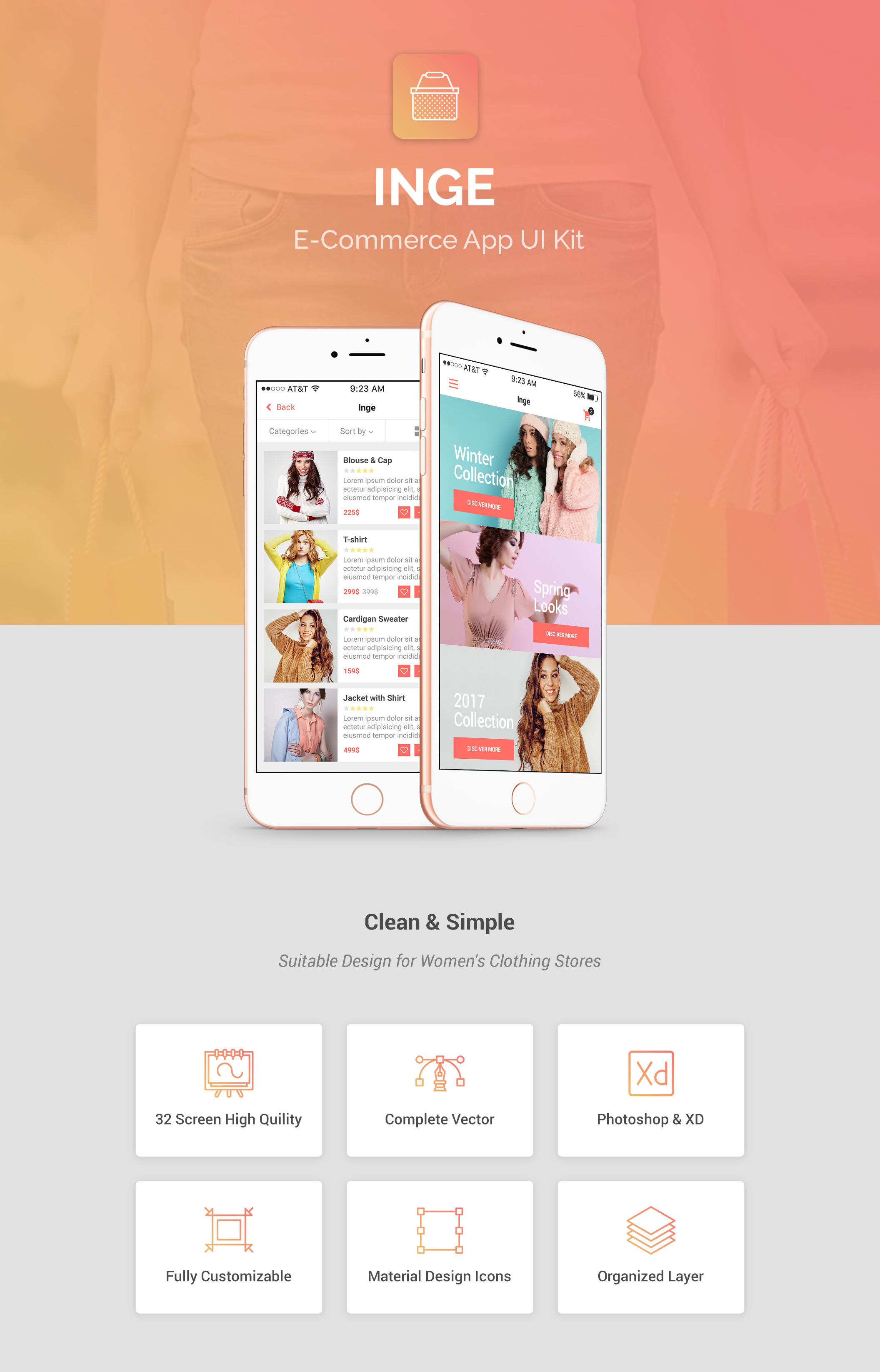 女性购物APP工具包Inge E-Commerce App