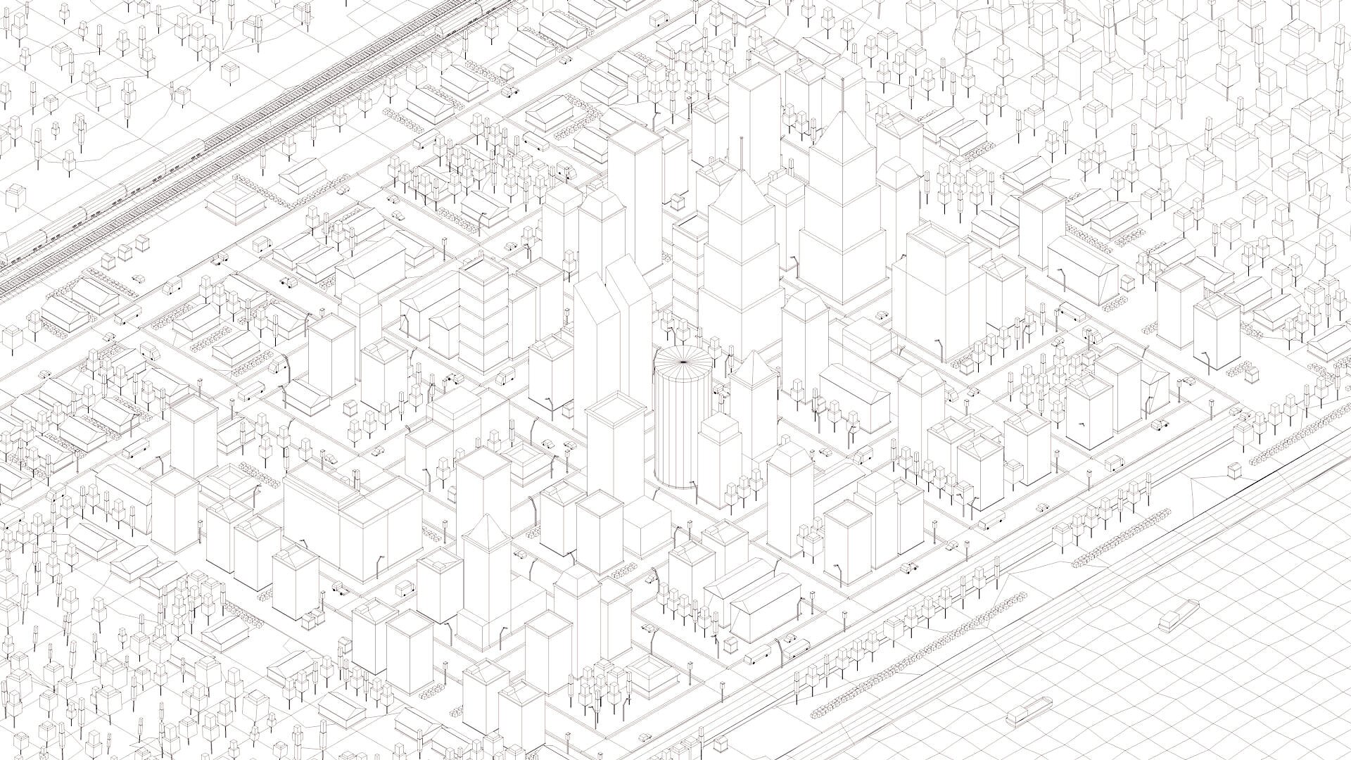 低多边形抽象3D立体城市模型Low Poly City Pa