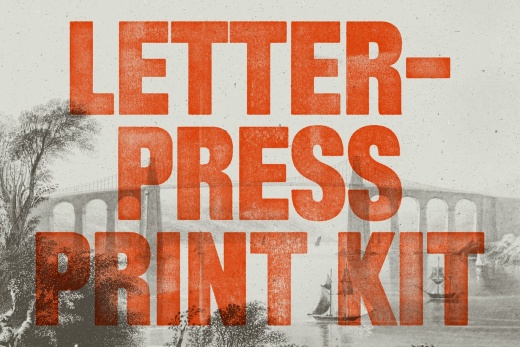 复古纹理特效PSD分层素材 Letterpress Prin