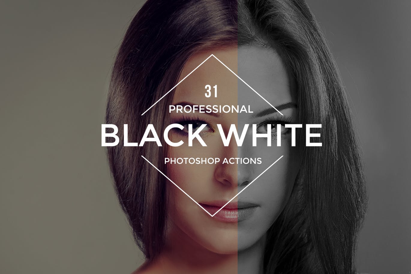 31组专业级黑白风格摄影照片调色PS动作插件 Black W