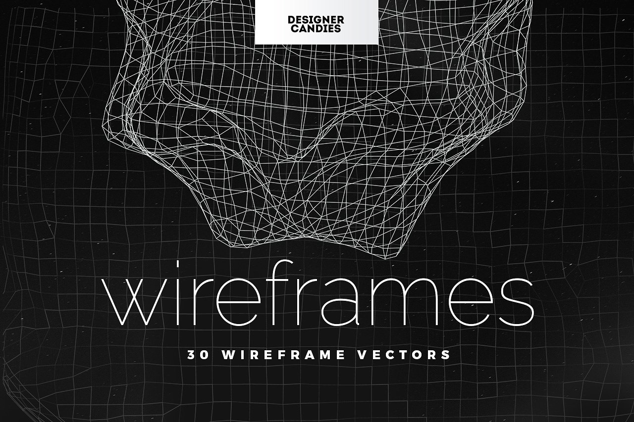 30款独特抽象的3D网格线框EPS矢量素材 30 Wiref