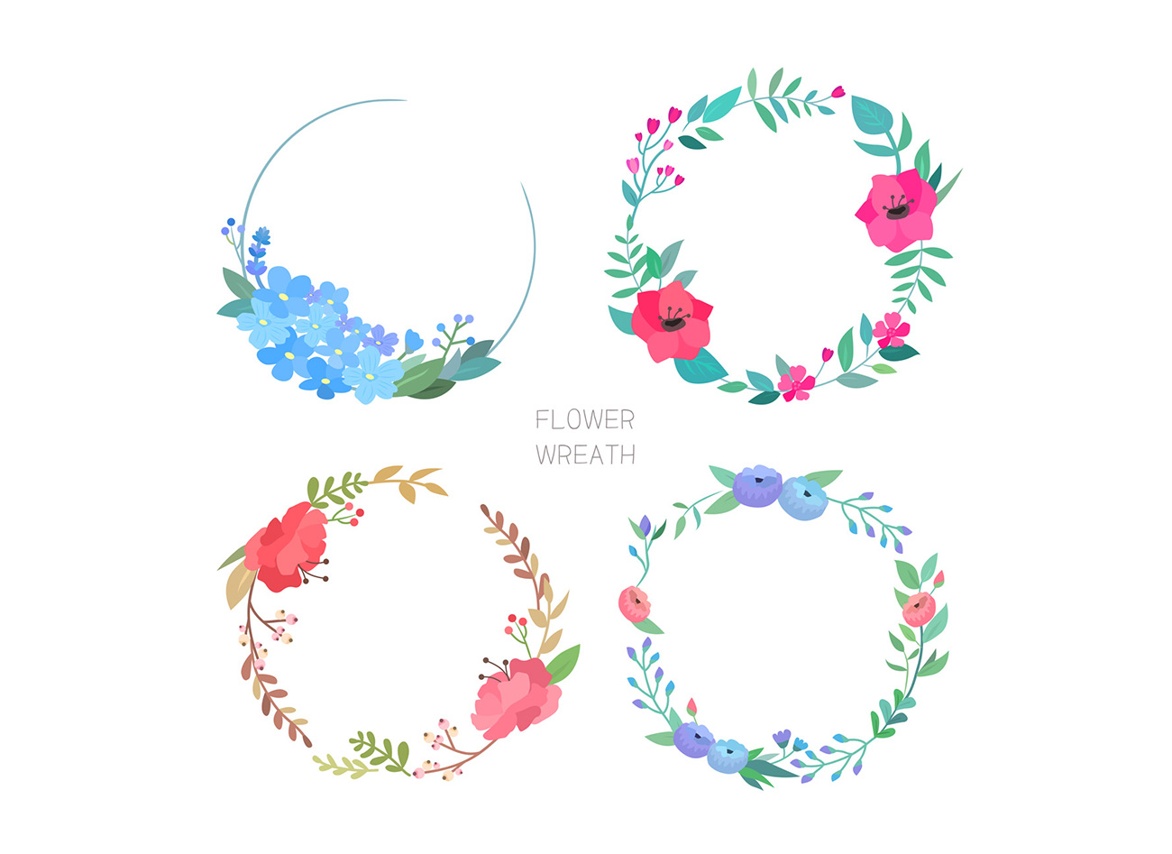 Flower Wreath 清新花环花圈AI矢量素材 ti3