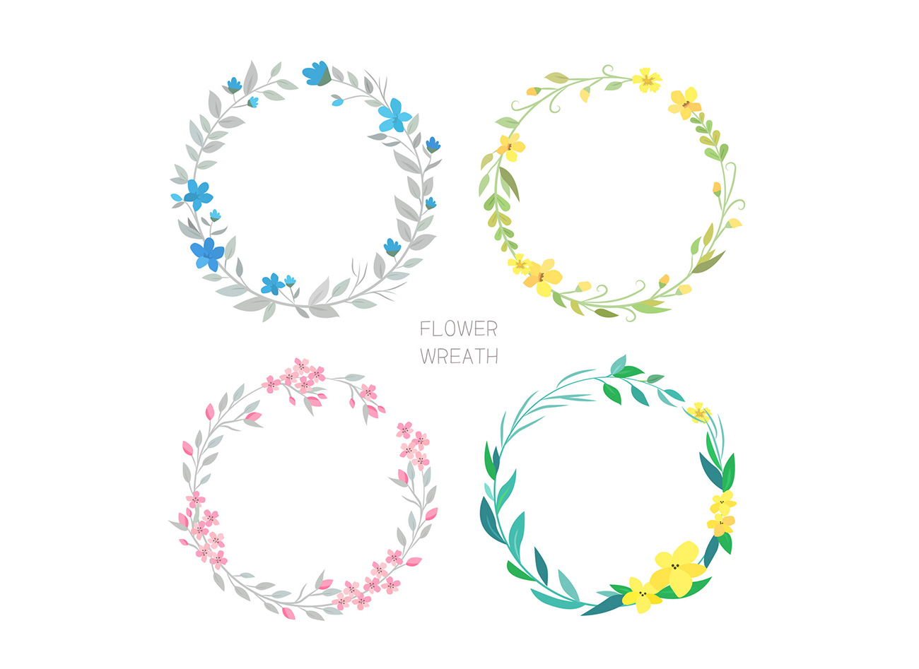 Flower Wreath 清新花环花圈AI矢量素材 ti3