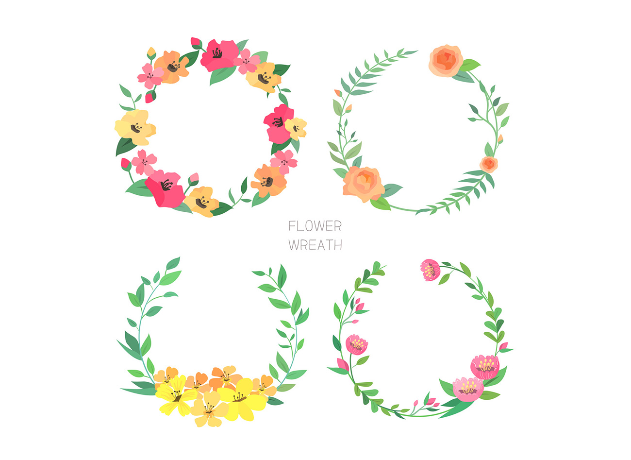 Flower Wreath 清新花环花圈AI矢量素材 ti3