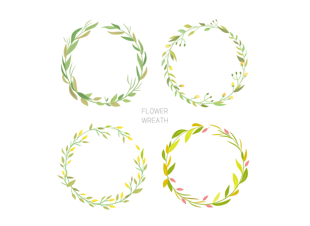 Flower Wreath 清新花环花圈AI矢量素材 ti3