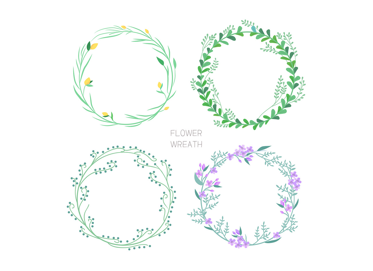 Flower Wreath 清新花环花圈AI矢量素材 ti3