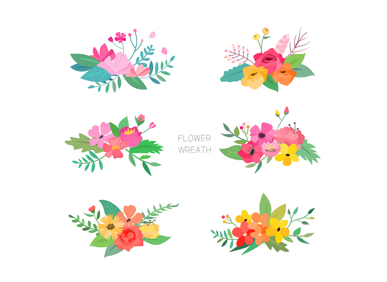 Flower Wreath 清新花环花圈AI矢量素材 ti3