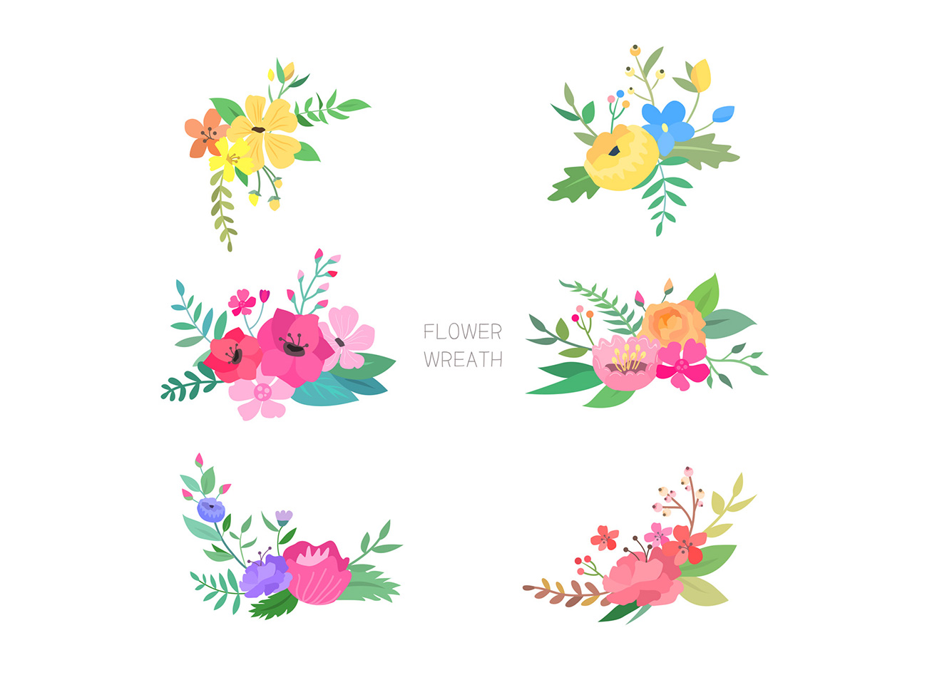 Flower Wreath 清新花环花圈AI矢量素材 ti3