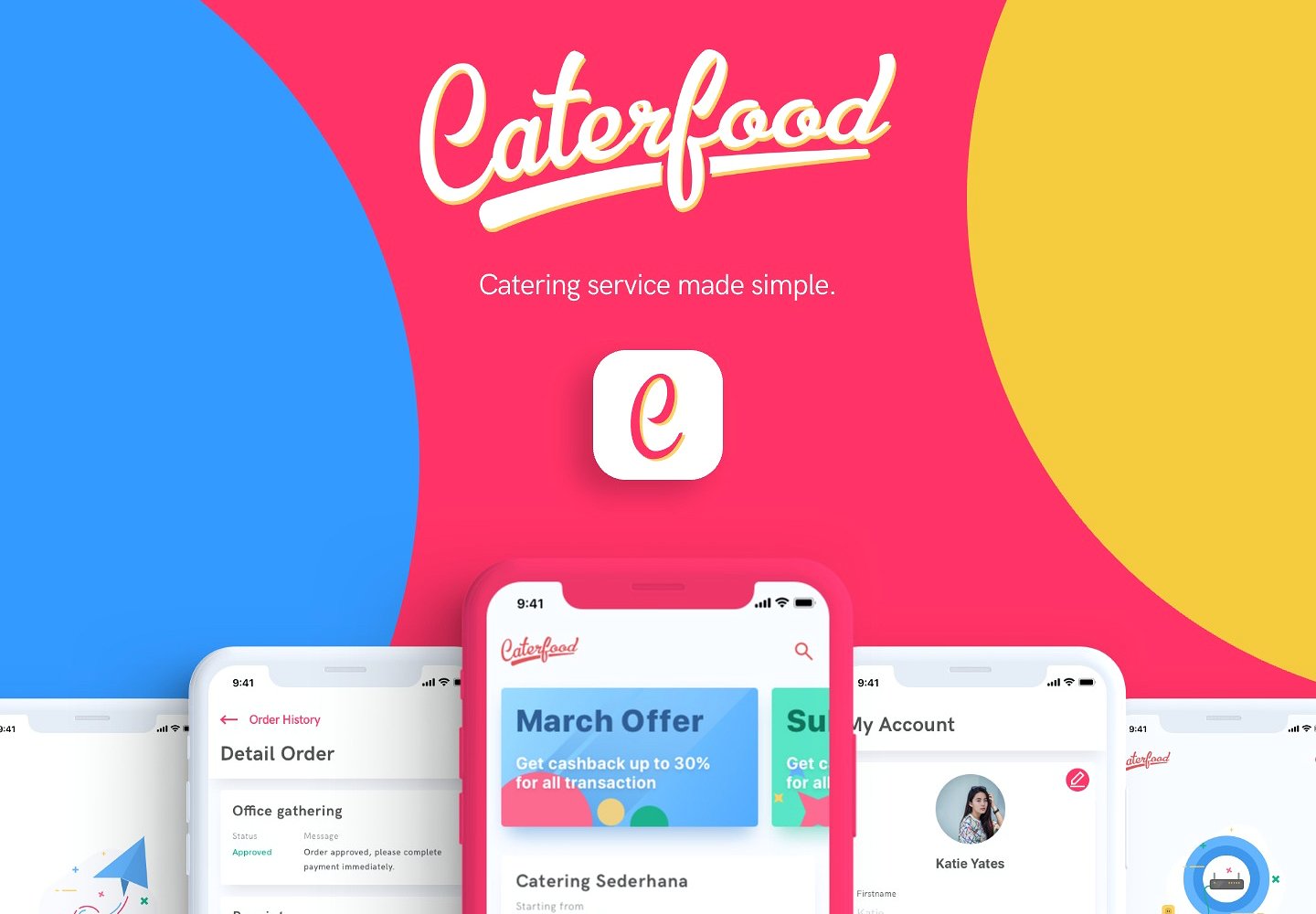 扁平时尚完整的外卖快餐送餐APP套装 Caterfood U