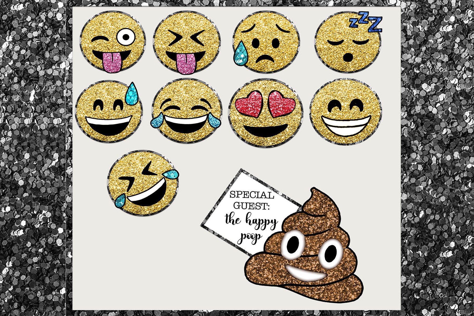 一套闪亮的emoji表情包下载[png] Glitter E