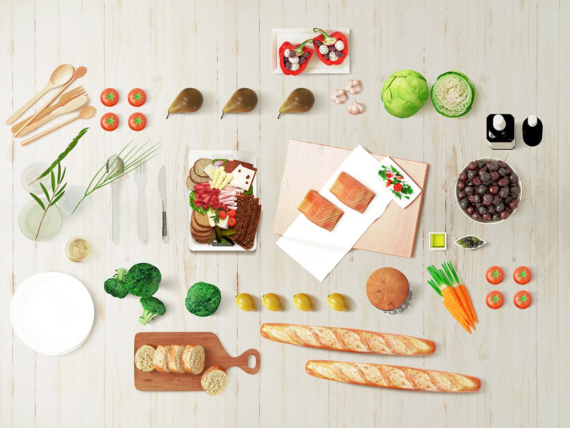 高品质清新优雅食品超市VI提案样机模型 Food Marke
